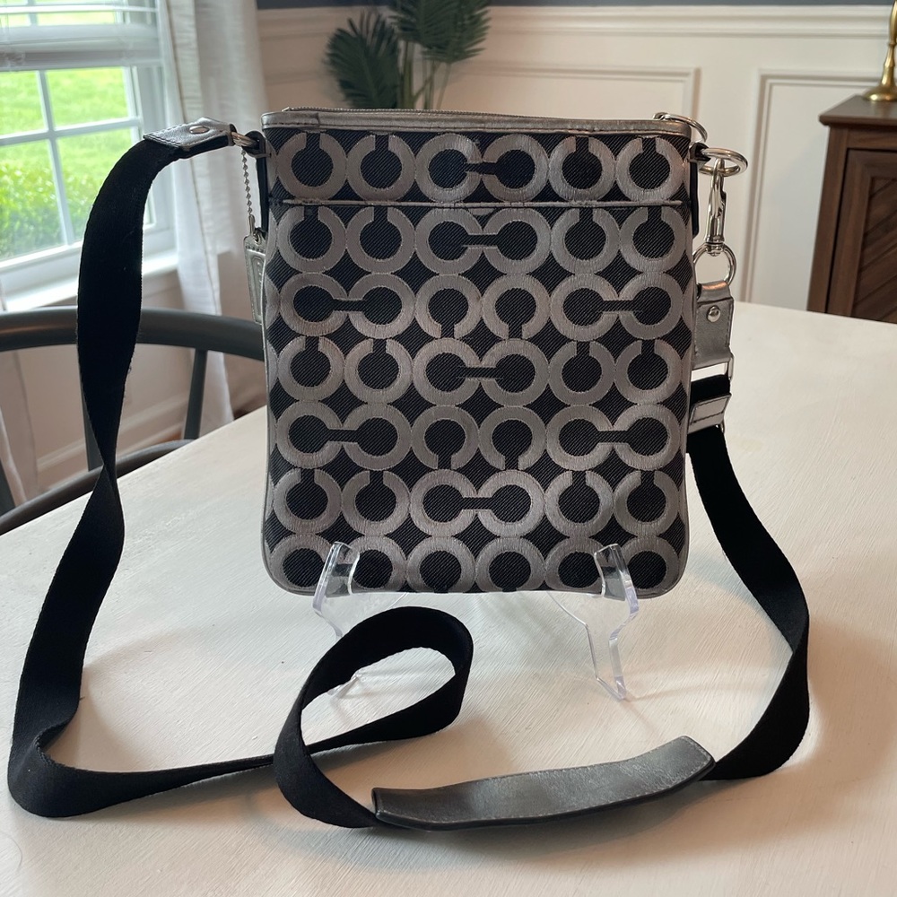 Coach Black and Silver Crossbody Bag EUC - Picture 2 of 7